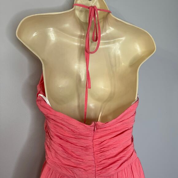 Lulus Chasing Sun Pink Tiered Keyhole Halter Midi Dress Vacation Beach M New - Picture 9 of 13